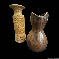 Front view of both stoneware vases