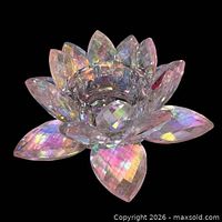 Top view of iridescent glass lotus tealight holder