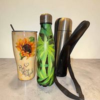 Overall view of the three drinkware items