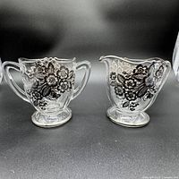 front view of creamer and sugar showing full form and overlay