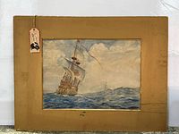 Front view of watercolour with gold mat