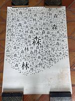 Full view of rolled-out poster showing entire design and staining lower right