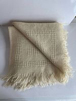 Blanket folded showing basket-weave pattern and fringe