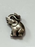 Front view sterling silver elephant pendant with jump ring