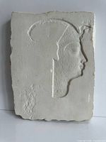 Full view of rectangular plaster relief plaque