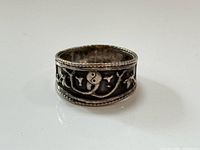 Front view of sterling yin yang band ring