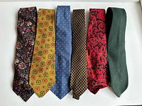 Front view of all six ties side by side
