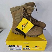 Boots left side on original Belleville box with hangtag visible