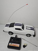 RC car with controller, antenna rod and cap displayed