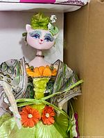 Close-up of Glamour Kitty figurine head and upper costume details