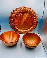 Platter and two bowls front view