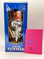 Boxed Justin Turner bobblehead front view