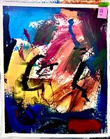 Full view of the abstract print showing overall composition and colors