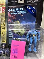 Front of packaged figure showing comic, accessories and Gipsy Danger label