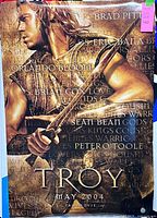 Full view of Troy poster showing artwork, cast names, and overall condition.