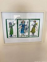 Front view of framed triptych artwork