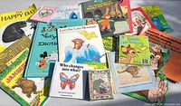 Overhead view of entire lot displaying front covers of multiple children's books
