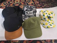 All six caps arranged for overview