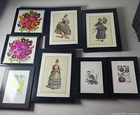 All eight framed prints arranged for overview