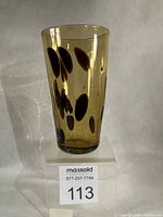 full view of amber tortoise shell glass tumbler