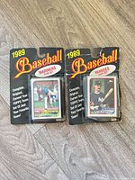 Front view of two sealed 1989 Topps team sets (Mariners and Yankees) in blister packs