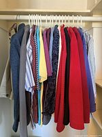 Full view of garments on hangers