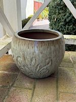 Oblique view showing exterior texture and glaze