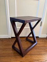 Full view of Z shaped wood end table