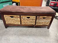 Front view of bench with baskets inserted