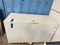 Closed chest freezer showing exterior and size