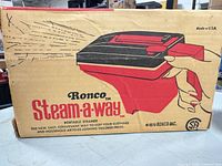 front of Ronco Steam-a-way box showing product illustration and branding