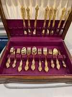 Open flatware chest showing all pieces present