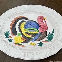 Full view of oval ceramic turkey platter