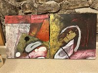 Both abstract canvases side by side showing overall designs