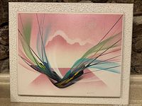 Frontal view of abstract painting with double mount