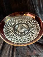 Top view showing diamond point pattern and ruby red rim