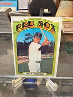 Front of 1972 Topps Carl Yastrzemski card on stand