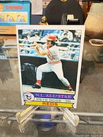 Front view of 1979 Topps Pete Rose #650 card on stand