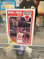 Front view of 1989 Fleer Michael Jordan card on stand