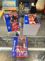 Stack of 1991 Fleer basketball cards with Michael Jordan, John Battle and All-Star card visible