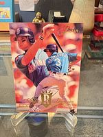 Front view of the 1994 Fleer Alex Rodriguez rookie card on stand