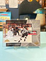Front view of oversized Gretzky card on stand