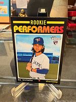 Front of Bo Bichette Rookie Performers card on stand
