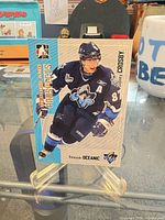 Front view of Sidney Crosby Heroes and Prospects card on stand