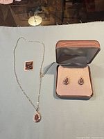 Necklace, earrings, and box overview