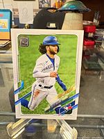 Front view of Bo Bichette Topps #310 Future Stars card on display stand