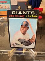 Front view of 1971 Topps Willie McCovey card on stand