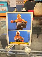 Front of Hulk Hogan trading card showing two images and caption