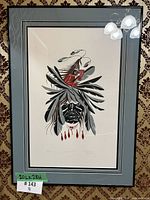 Full view of framed print showing mat and frame