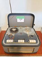 Full view of Philips EL 3542A recorder in case with two reels attached